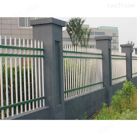 锌钢围墙护栏厂家蓝白相间锌钢护栏院墙围栏厂区栅栏围栏有现货