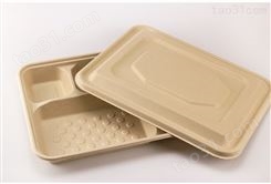 广东 一次性快餐盒环保两格纸浆盒 工厂 秸秆可降解便当盒批发