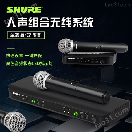 SHURE BLX288/SM58 双通道手持无线系统舞台演出直播K歌专业话筒